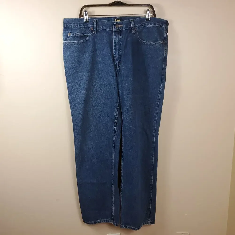 LEE Dark Wash Regular Fit Straight Leg Jeans Size 38x32